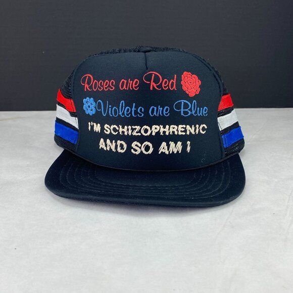 Vintage Roses Are Red I'm Schizophrenic And So Am I Snapback Mesh Hat - Picture 1 of 11